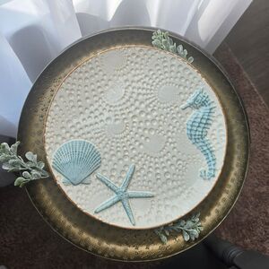 ​Cracker Barrel Coastal Ocean Sea Life Stoneware Decorative Plate/Platter